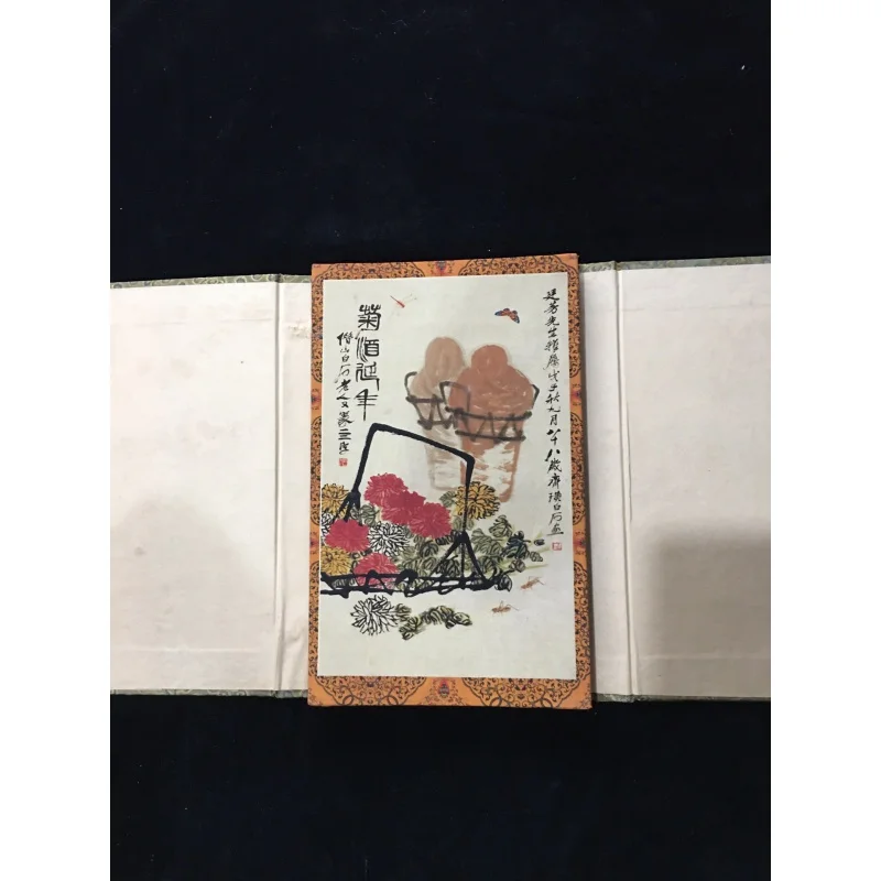 Wholesale Antique Famous Qi Baishi Calligraphy and Painting Collection  Flower and Bird Shrimp Longevity Peach Cabbage Slipcover