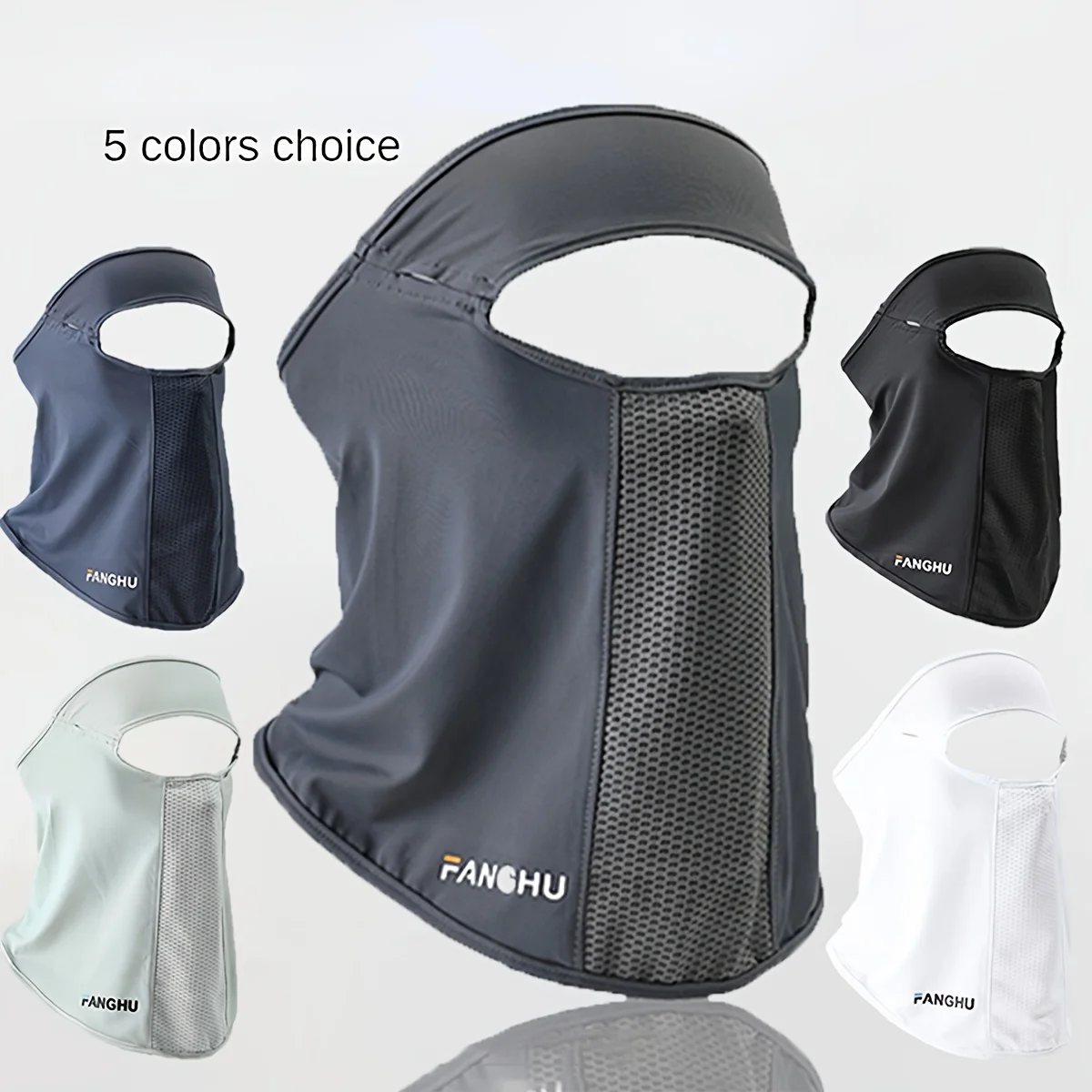 Summer Ice Silk Mask Anti-UV Sunscreen Neck Protection Eyeglass Hole Face Veil Hiking Cycling Fishing Cooling Full Face Cover - view 3