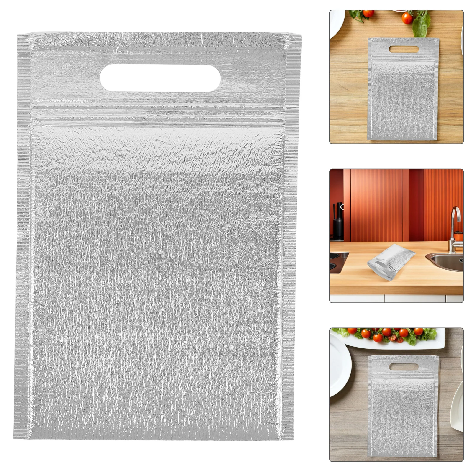 

Insulated Aluminum Foil Thermal Bag with Handle Portable Cooler Tote for Food Lunch Delivery Takeout Temperature Retention