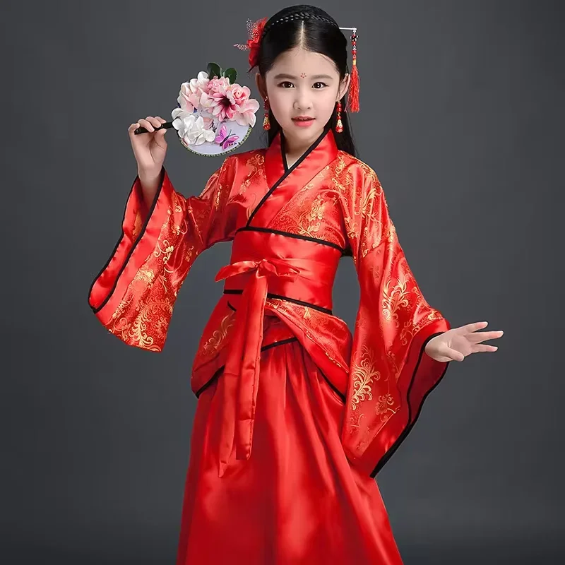 

2025 Ancient Chinese Costume Kids Child Seven Fairy Hanfu Dress Clothing Folk Dance Performance Chinese Traditional