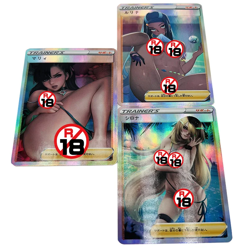 

3Pcs/set Pokemon Trainer Cynthia Marnie Nessa Swimsuit Ver Sexy Anime Girl Game Collection Cards Toy Birthday Gift for Friends