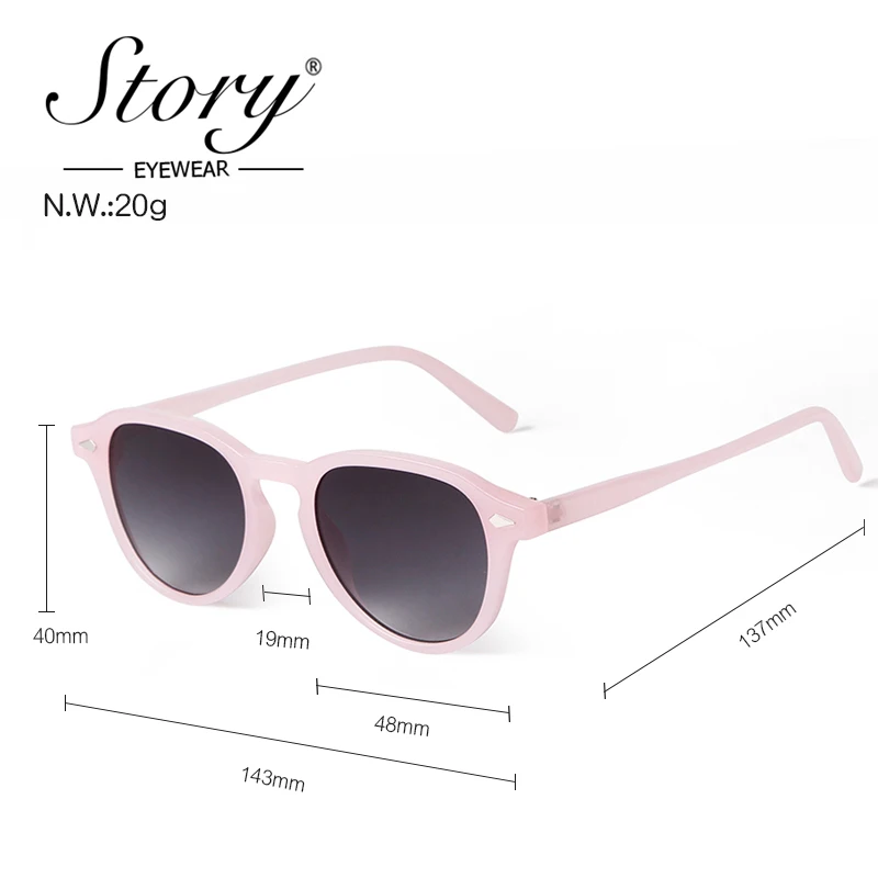 STORY Vintage Classic Rivet Tortoiseshell Round Sunglasses Women Men 2024 Brand Designer Trend Gradient Sun Glasses UV400 S22742