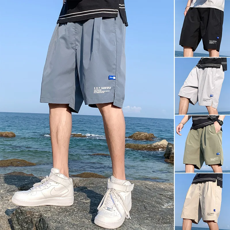 

Men's Summer Ice Silk Qui Dry Thin Five-Quarter Casual Sports Leisure Pants Straight Leg ular Youth Sle Micro Stretch