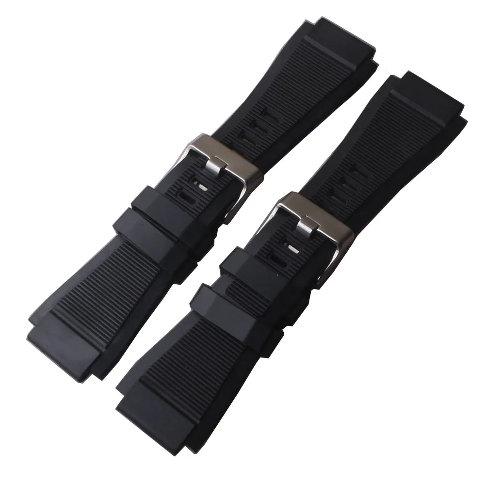 محدب ينتهي سيليكون حزام ساعة مطاطي لسلسلة الجرس BR01 BR03 الرجال حزام الساعات سوار مقاوم للماء حزام روس الأسود 34 العروة 24 مللي متر