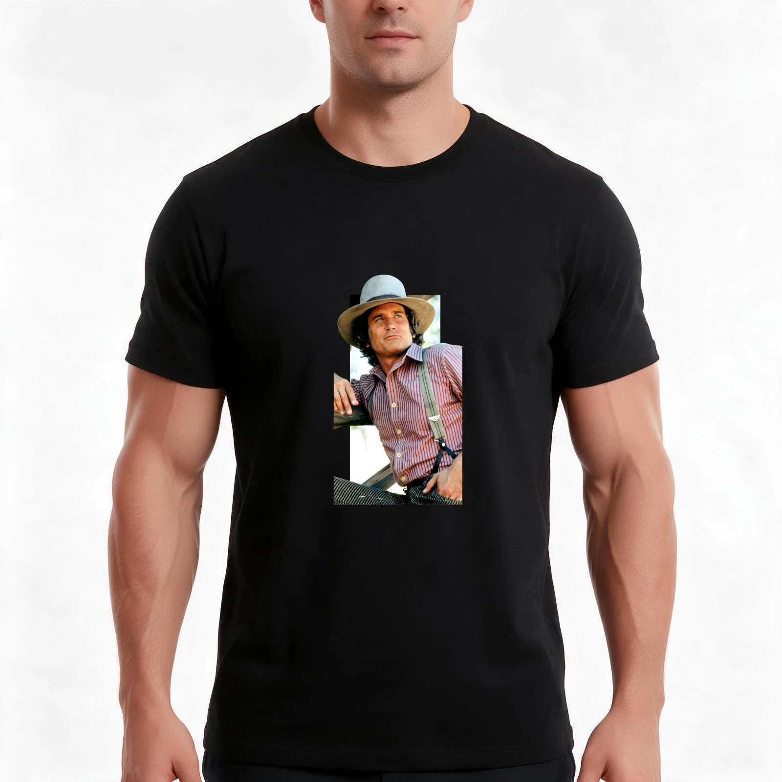 Charles Ingalls Michael Landon Little House In The T-Shirt, Summer Casual Cotton Tee, Oversized Streetwear Tops, 100% Cotton
