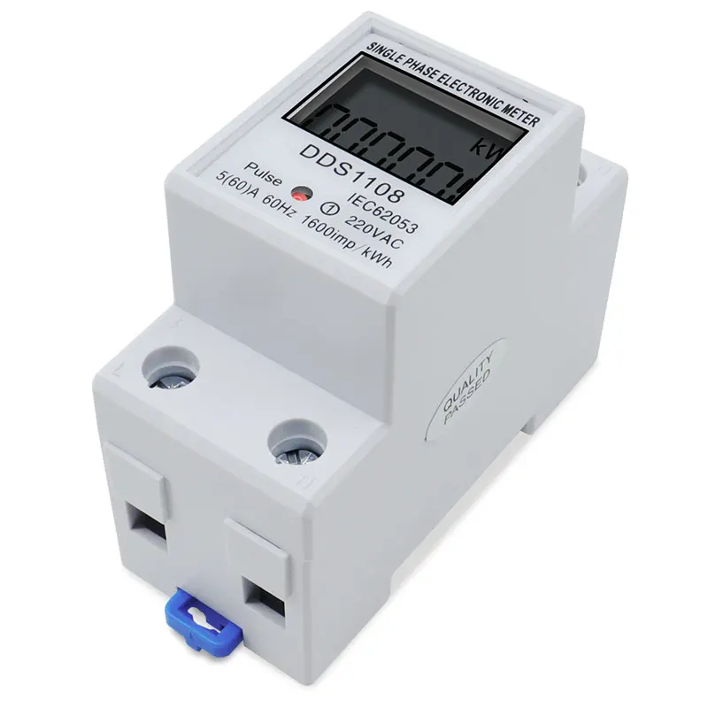 Medidor de energía eléctrica monofásico LCD, KWH, CA, Digital, 220V, 60A, 50Hz, carril Din eléctrico