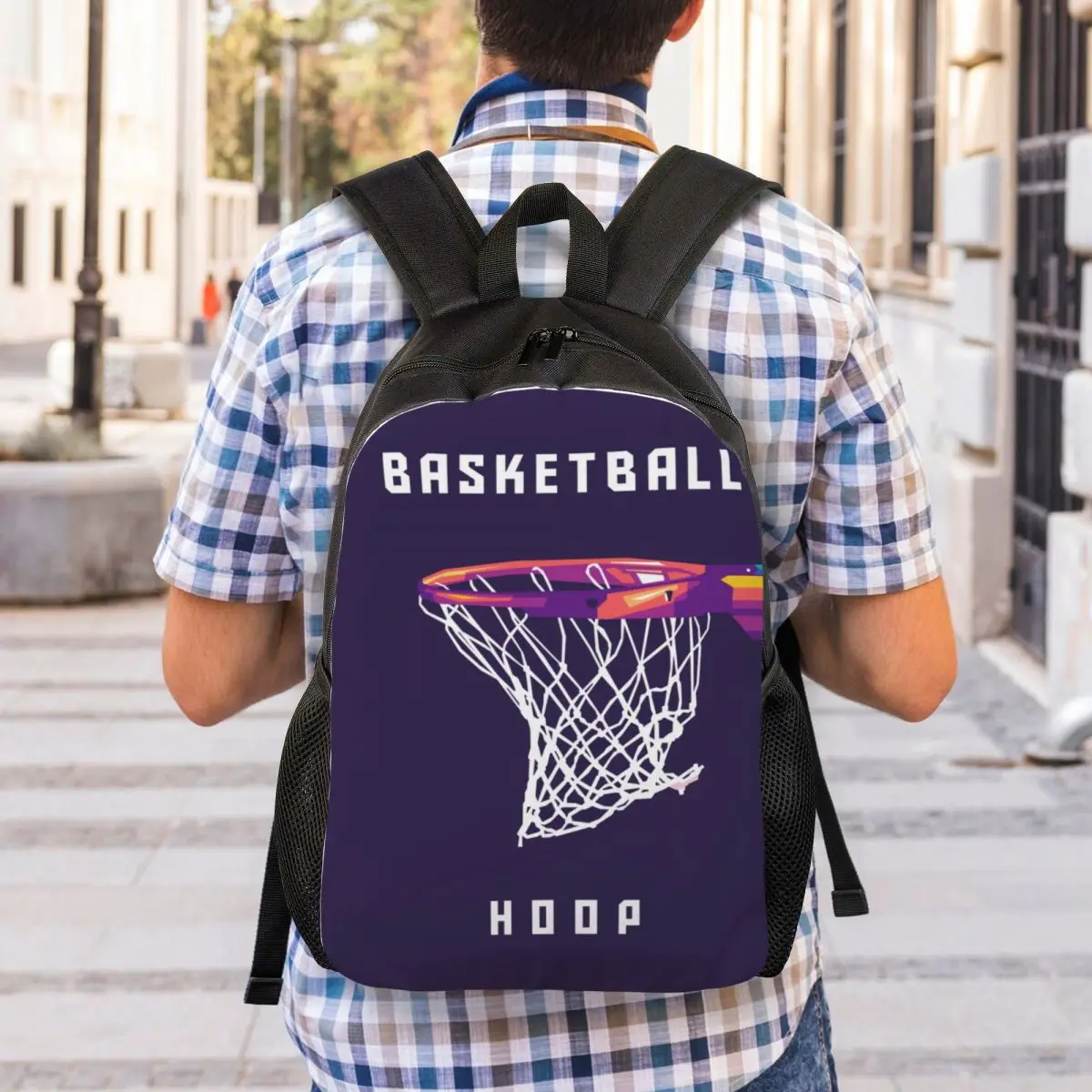 Custom Basketball Hoop Popart Backpack for Men Women School College Students Bookbag Fits 15 Inch Laptop Player Sports Gift Bags