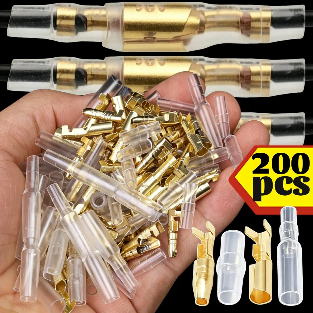 

Automotive Wire Connectors Male Female Spade Terminal Block Clear Insulating Sleeve 4.0 Quick Splice Crimp Electrical Accessory