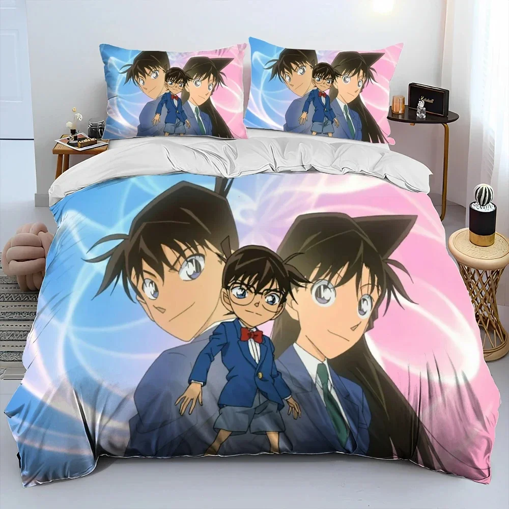 Anime Detective Conan Cartoon Bedding Set Duvet Cover Bed Set Quilt Cover Pillowcase Comforter king Queen Size Boys Adult