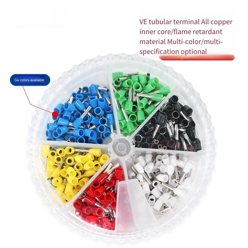 Round Box VE Pin Terminal Tube Pin Household Wiring European Cold-pressed Terminal Portable E-shaped Tube Electrician Special