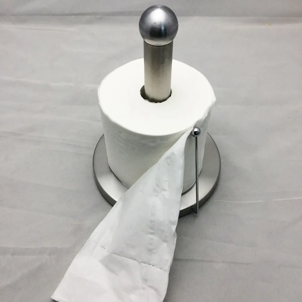 

Stainless Steel Paper Towel Holder Vertical Roll Freestanding Kitchen Bathroom Paper Roll Stand Storage Organizer