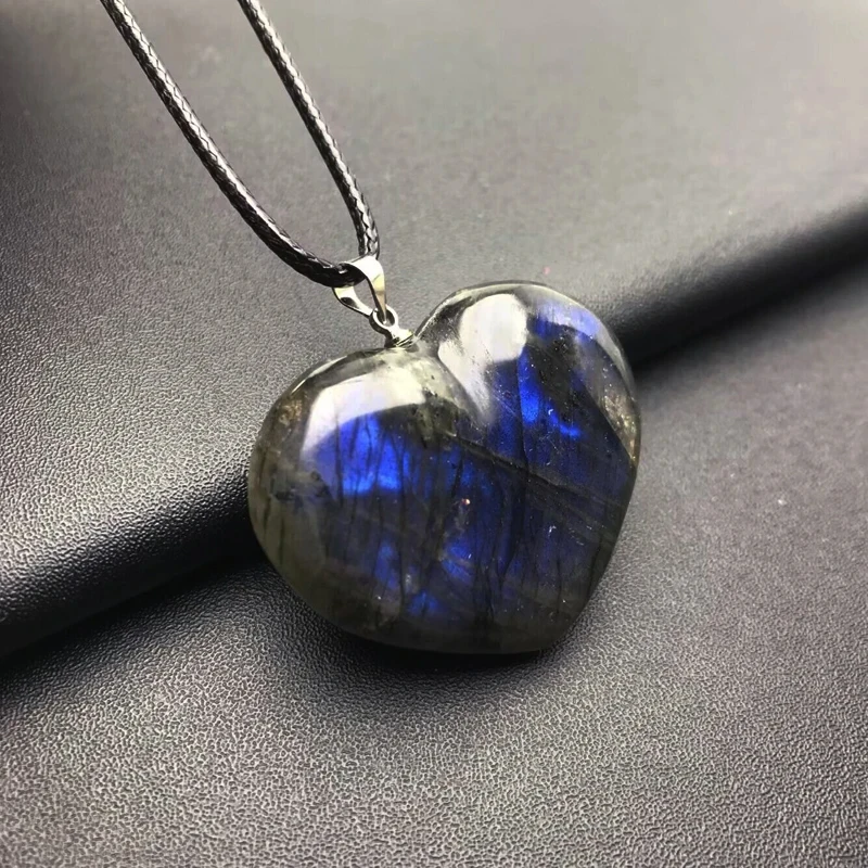 Natural Heart Labradorite Pendants 925 Silver Moonstone Sun Stone Necklace Divination Spiritual Meditation Fine Jewelry image 2