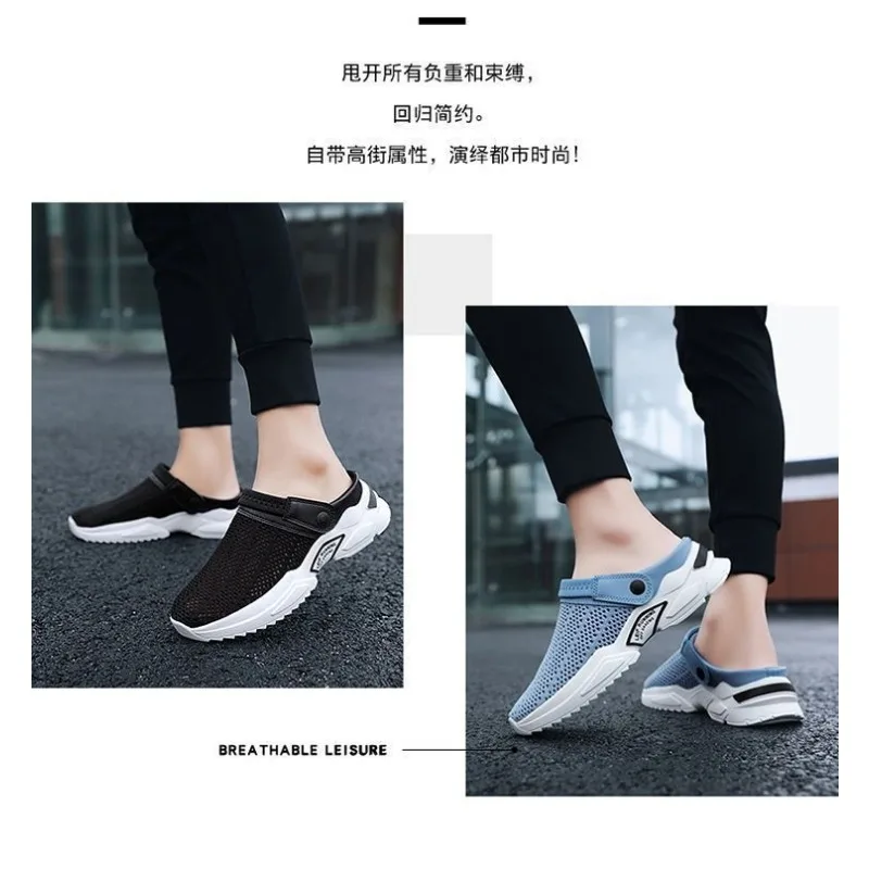 Men Summer Sandals Platform Sandals Designer Mesh Mules Breathable Padded Beach Slippers 2024 Slip on Lightweight Men Sneakers