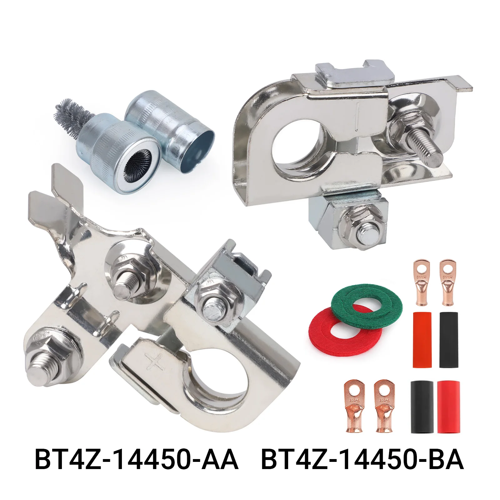 

Silver Battery Terminal Clamp BT4Z-14450-AA POSITIVE and BT4Z-14450-BA NEGATIVE For Ford EDGE Explorer Flex Focus Escape Mustang