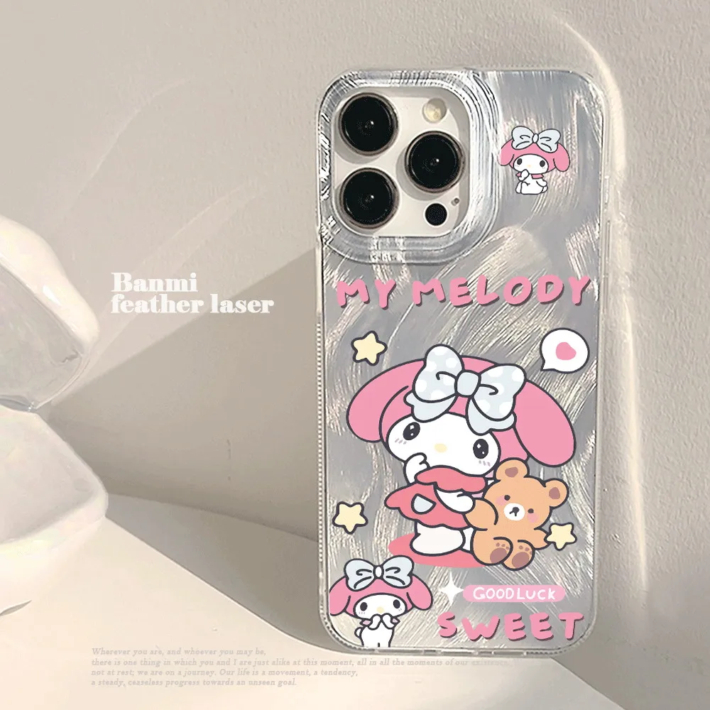 

Силиконовый чехол Sweet My Melody Bear для iPhone 17, 16, 15, 14, 13, 12, 11 Pro Max, 16, 15, 17, 7 Plus, 16E, 17E, X, XR, SE, противоскользящий