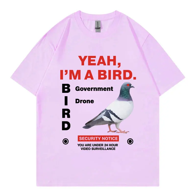 Government Funny Pigeon Graphic T Shirts High Street Fashion Trend Short Sleeve T-shirts Men Women Clothing Loose Cotton T-shirt