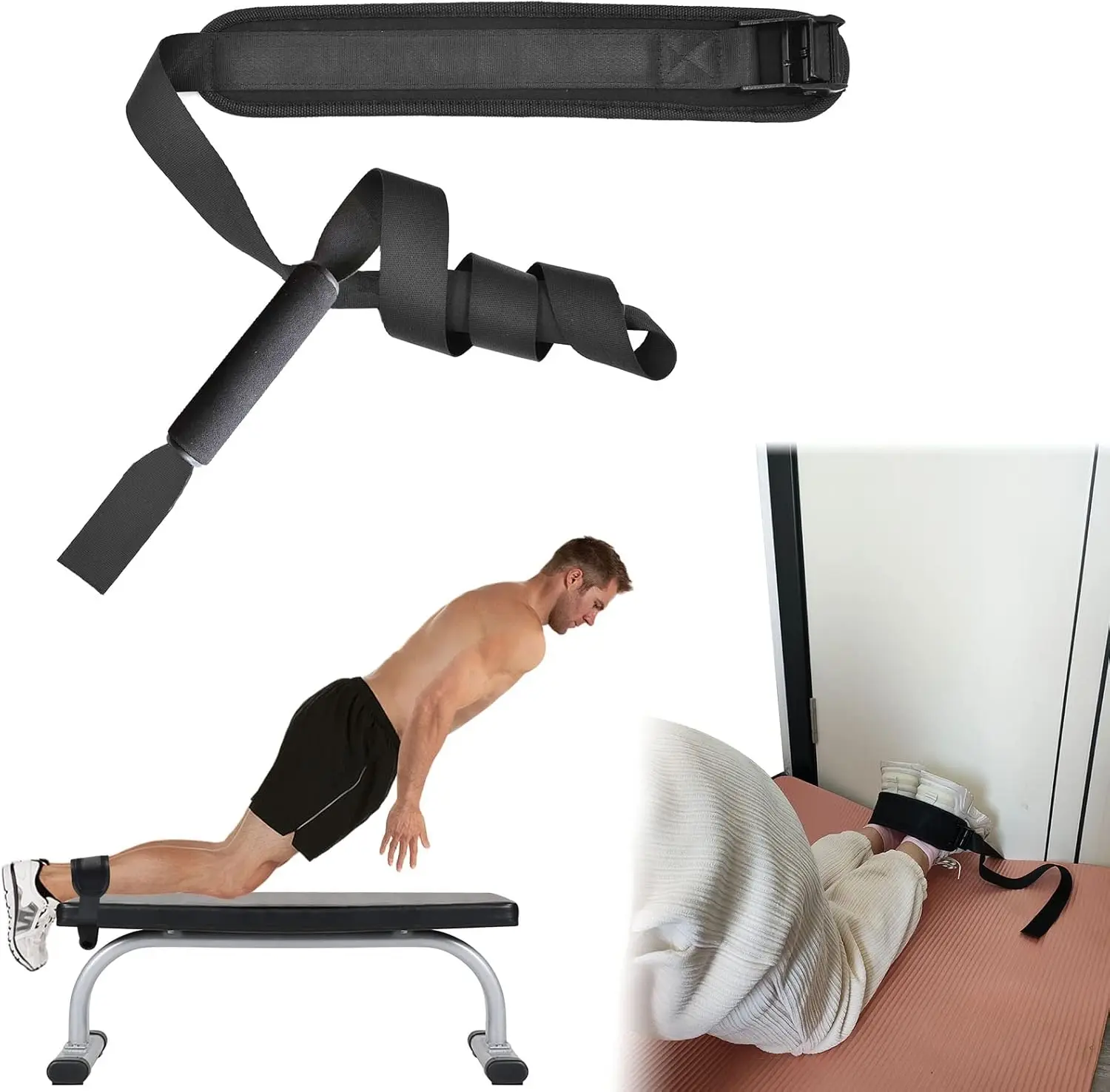 1 Peça de Cinta para Flexão de Isquiotibiais, Alternativa à Máquina de Abdominais e Máquina de Extensão de Pernas, para Treino Nórdico em Casa e Treino de Força