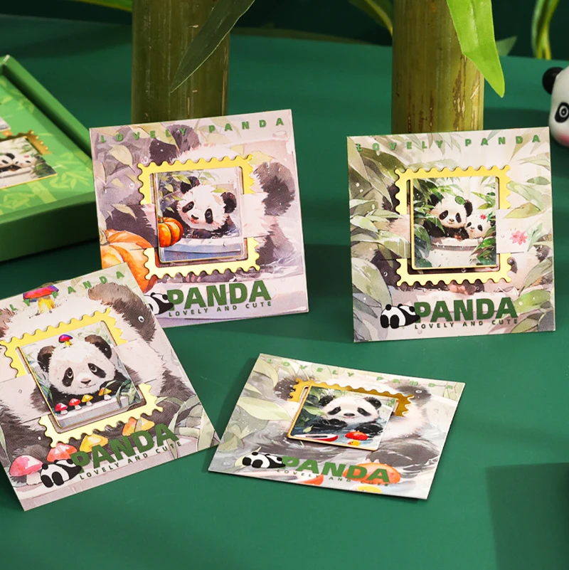 Cute Panda Bookmark Creative Stamp Metal Hollow Bookmark Stationery Chinese Style Souvenir Gift Box Travel Souvenir Gift 2024