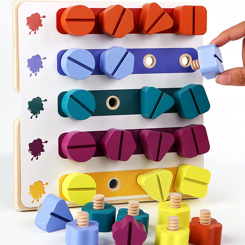 Holz schraube Demontage Spielzeug pädagogische Schraube Demontage Montage Form Farbe Spielzeug Montessori interaktives Spiel für Baby Geschenk