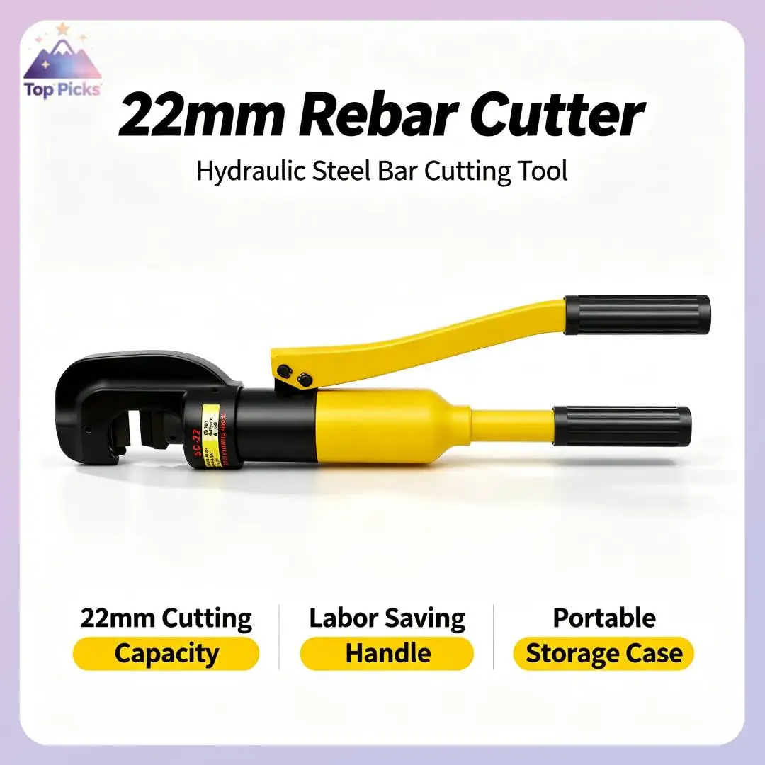 CNCEST 22 mm Steel Cutting Rebar Cutter Manual Hydraulic C Shape Open Clamp Head Easy Die Change Easy Workpiece Loading Unloading 28660 lbs Hydraulic Cylinder Pressure Sealed Pump No Leakage