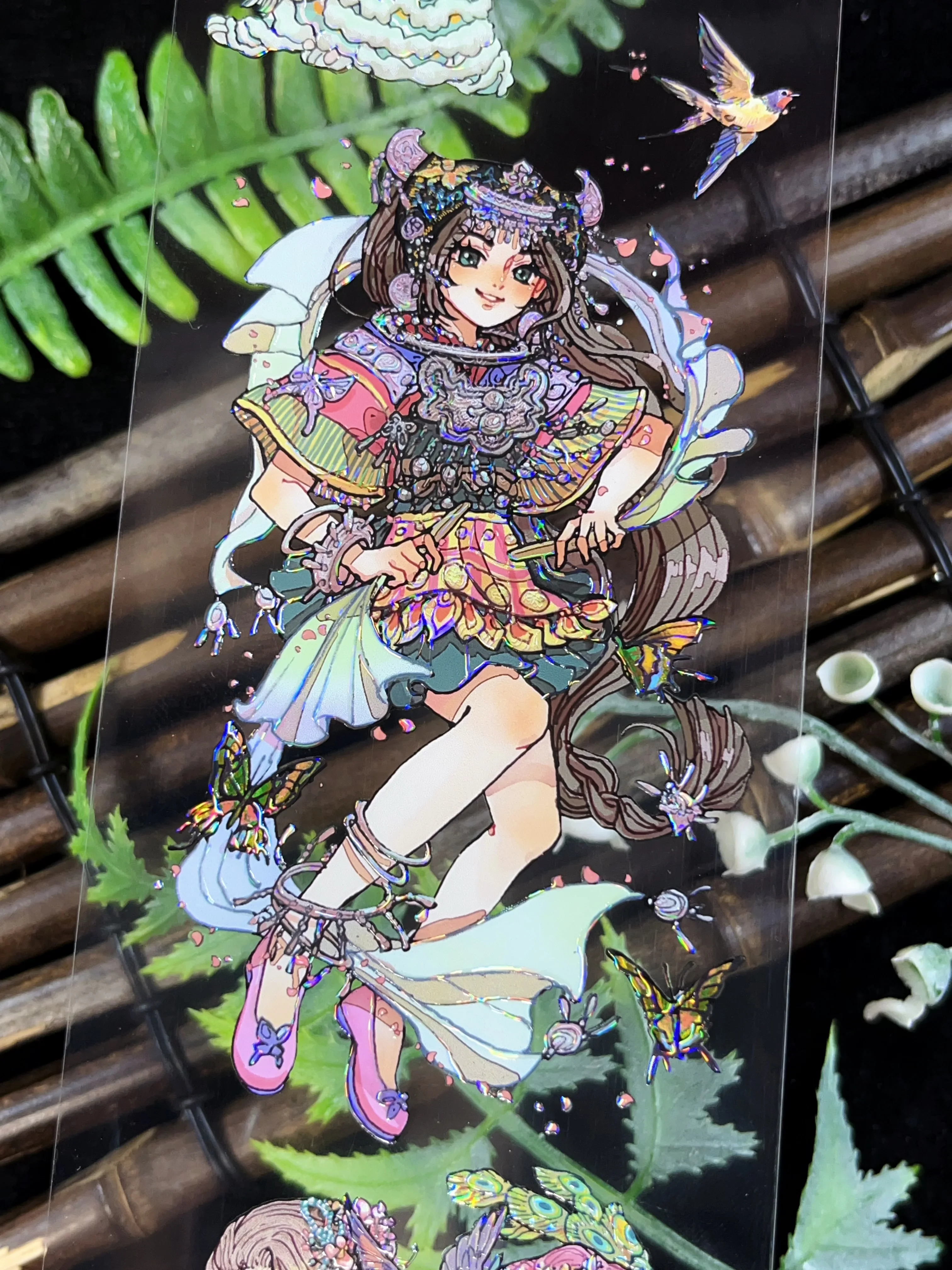 1 Loop Fenghua Immortal Ancient Beauty Shiny Shell PET Tapes DIY Decor Card Making Scrapbooking Plan Sticker