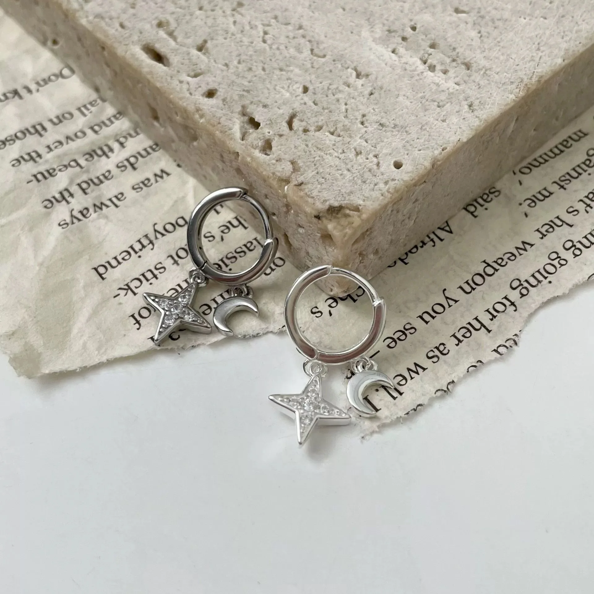 

925 Sterling Silver Earrings Vintage Star zircon Handmade Earrings Party Accessories Jewelry Gift