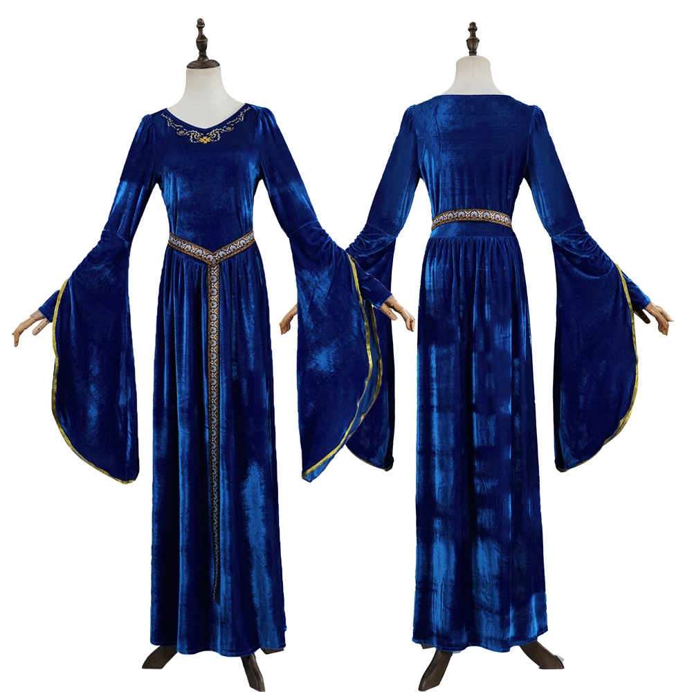 

New 2025 European Medieval Clothing Retro Palace Ball Blue Dress Costume Unform Halloween Clothes Outfit