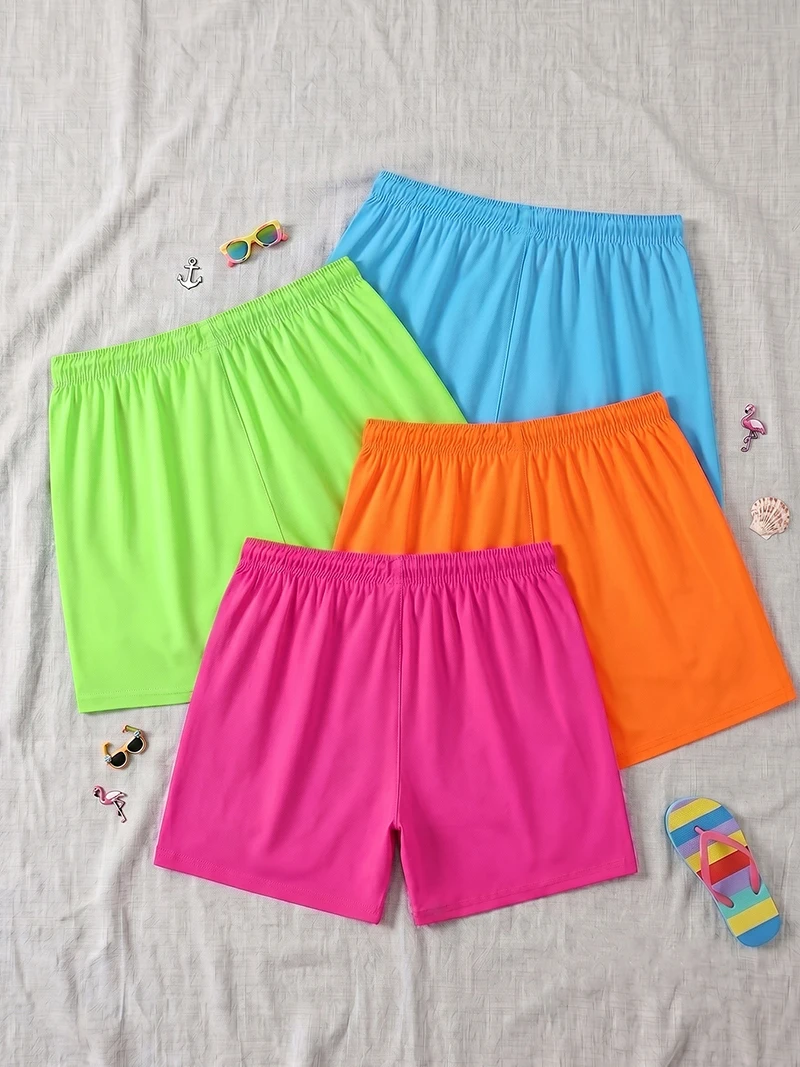 4 Piece Set Mens 2 in 1 Board Shorts with Phone Pocket Summer Casual Beach Shorts Quick Dry Swim Trunks Bathing Suit Swimsuit