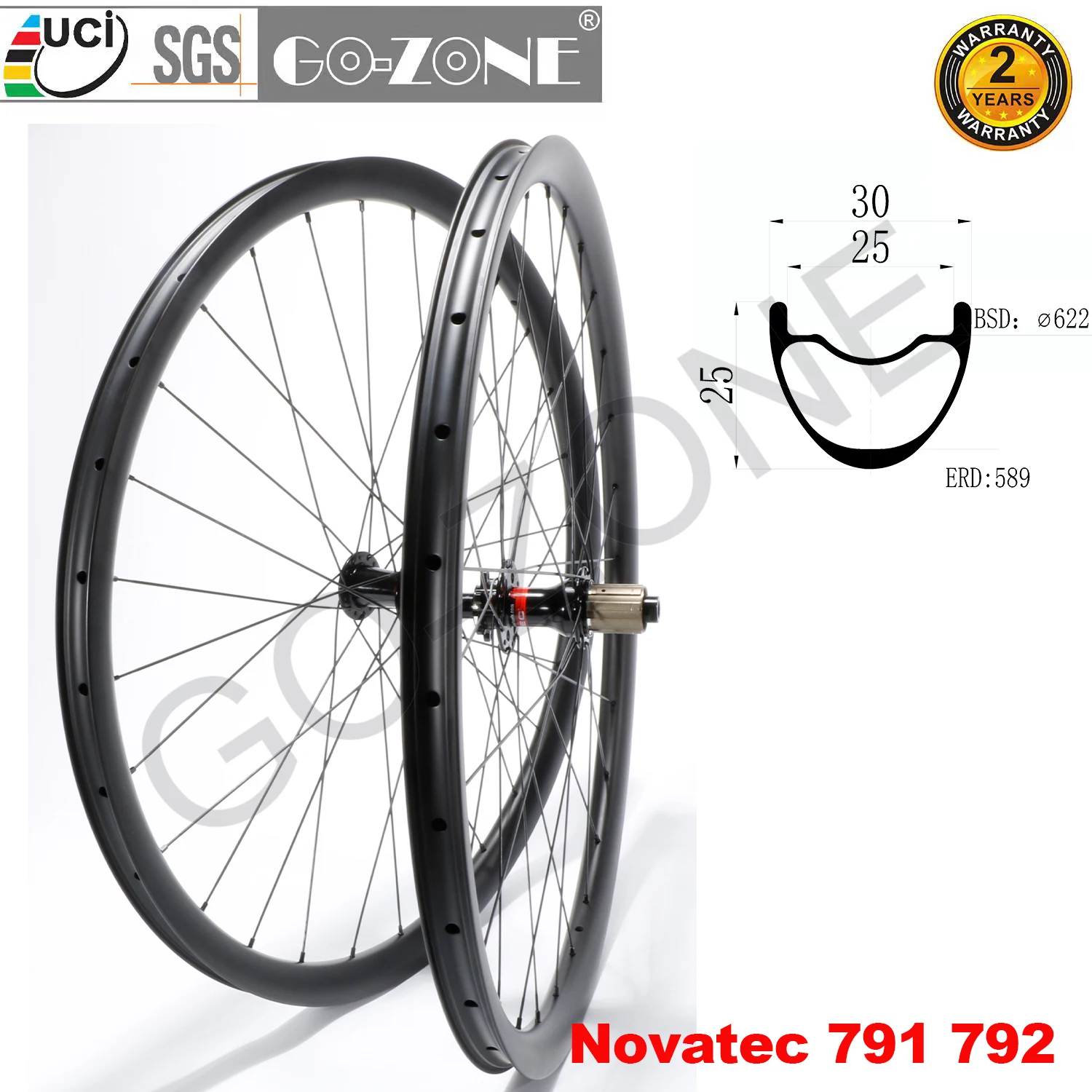 

29er MTB Wheels Carbon Clincher Tubeless Novatec 791 792 Thru Axle / QR / Boost 30mm Width MTB 6 Bolt Or Center Lock Wheelset 29