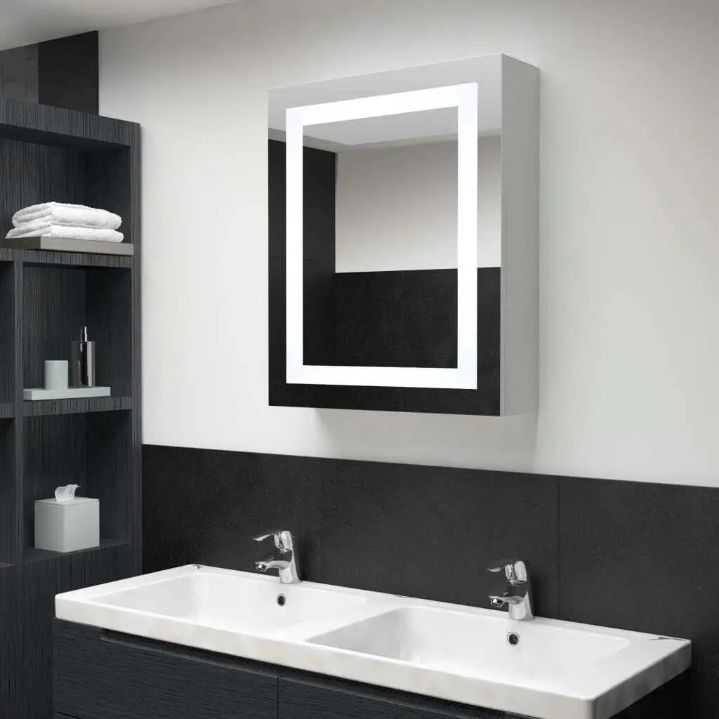 19.7x5.1x27.6 Bathroom Mirror Cabinet - Modern Storage & Lighting Solution