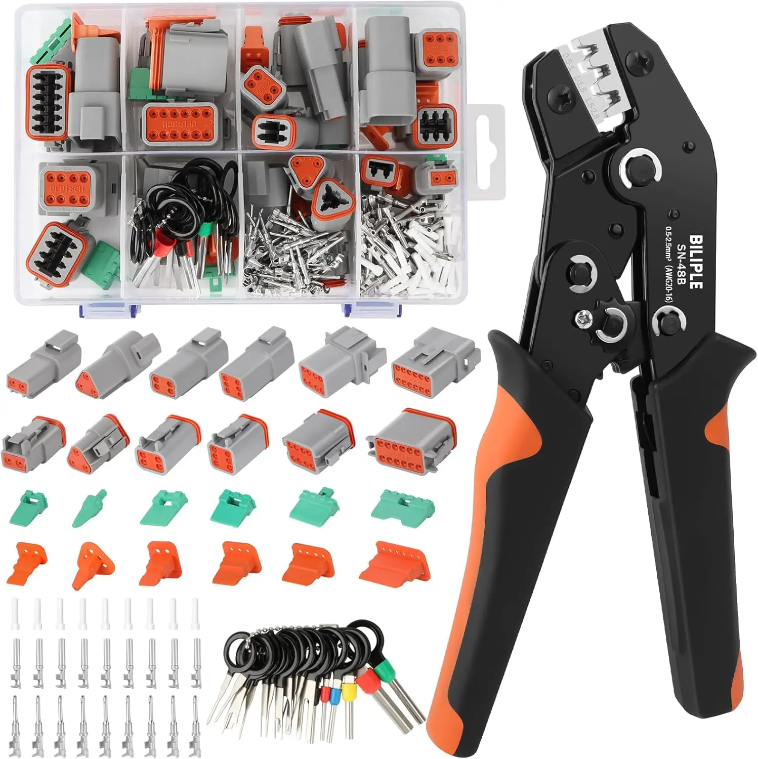 

Комплект разъемов Deutsch, 236 шт., с щипцами, водонепроницаемыми автомобильными разъемами 2–12 контактов, включает в себя инструмент для снятия и контакта 14–20AWG.