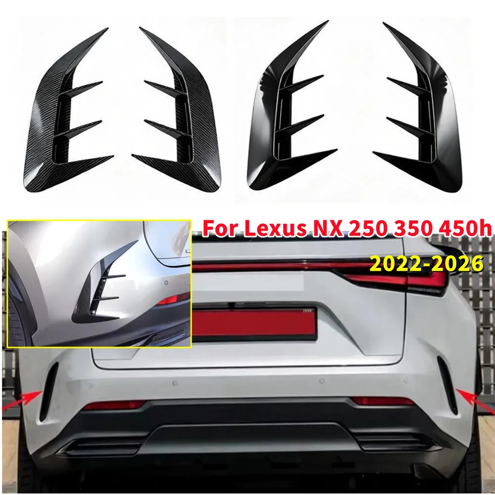 

For Lexus NX 250 350 450h 2022-2026 ABS Rear Bumper Exterior Spoiler Canard Cover Side Air Vents Trim Car Decoration Sticker