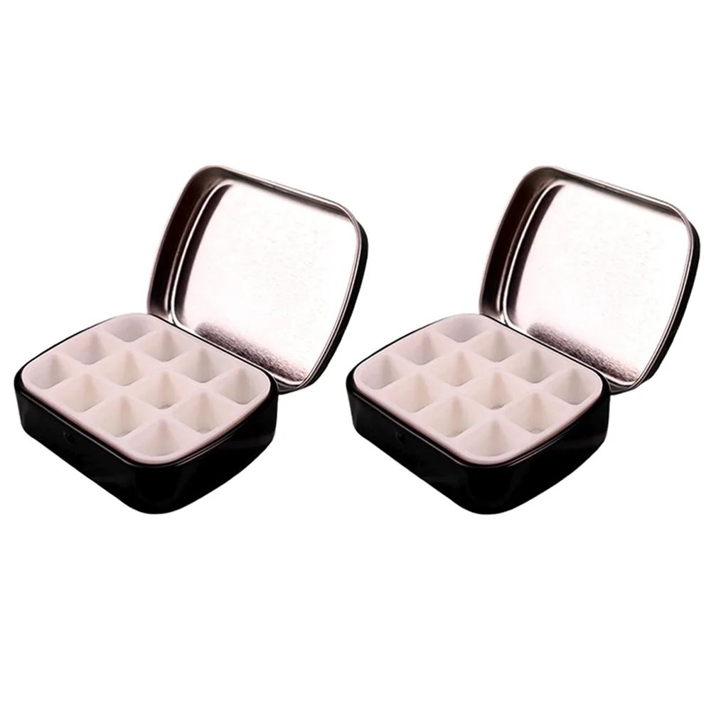 2Pcs Empty Watercolor Paint Palette Mini Waterproof Paint Pigment Box Detachable Moisture-proof Watercolor Iron Box Student