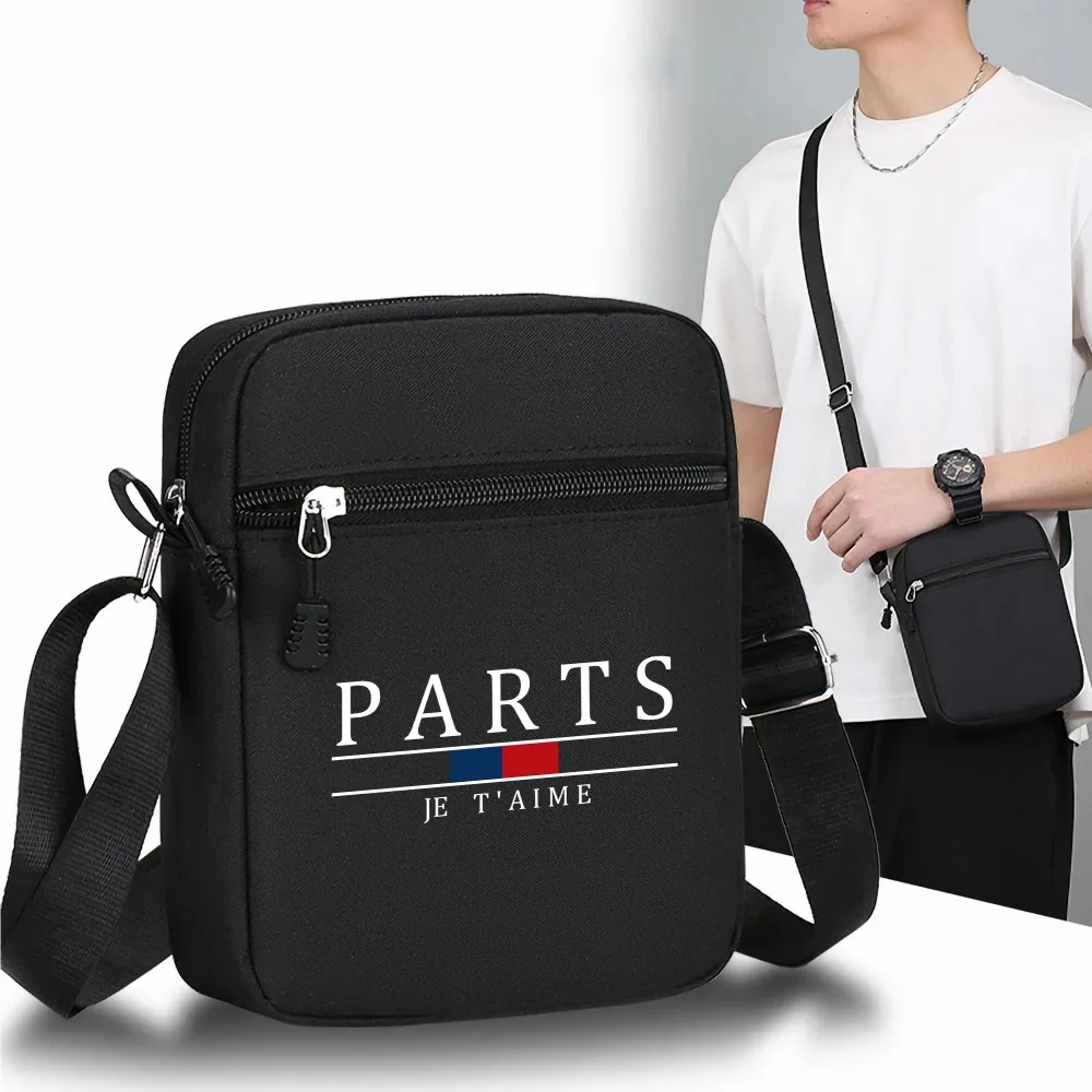 

Originality France Pairs Pattern Mini Crossbody Bag Shoulder Bags Adjustable Strap Black Casual Sport Pouch Square Messenger Bag