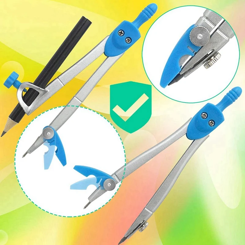 Geometry Compass Set 20Pcs School Maths Protractor Set Rulers For Student Maths And Engineering In Carry Case, Blue