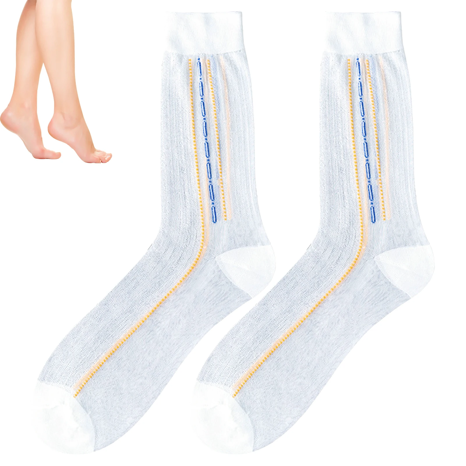 Ultradünne, atmungsaktive Nylon-Jacquard-Socken für Herren, geruchshemmend, bequeme Wadensocken, Senioren-Freizeitsocken, 12 x 27 cm