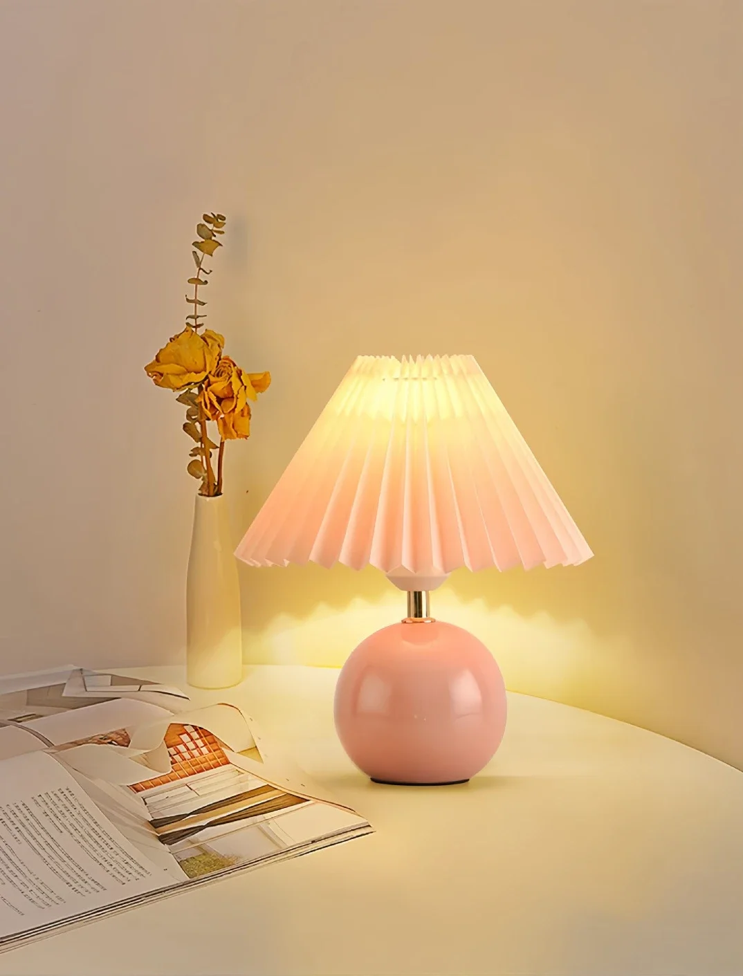 YZFCR Cloth Cover Ceramic Desk Lamp Bedroom Small Night Lamp Retro Internet Red Decoration Atmosphere Bedside Lamp