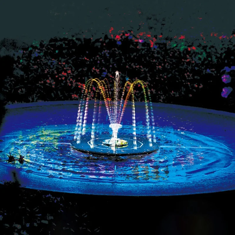 18CM 3.5W Solar Fountain With Color Light 8 Nozzles Solar Bird Bath Fountain For Outdoor Garden Bird Bath Swimming Pool