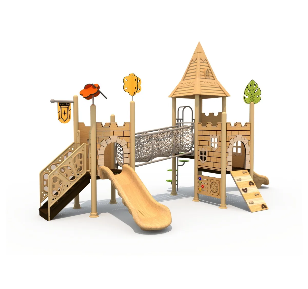 Children Playground Outdoor Playhouse Commercial Playground Items Simulate Wood Plastics Outdoor Playground for Kids