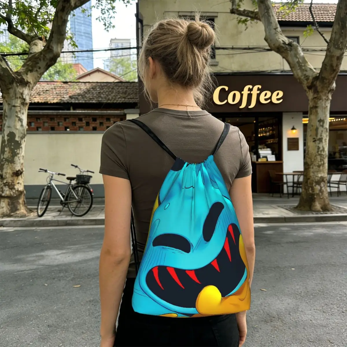 Doey Doughman Horror Pianosaurus Backpacks Fashion Drawstring Bundle Pocket Sports Bag Book Bags for Travel Students