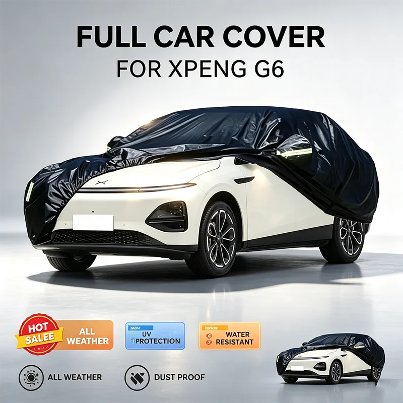 For XPENG G6 Full Car Cover All Weather Snow Sun UV Dustproof Reflective Strips Wind Straps Outdoor