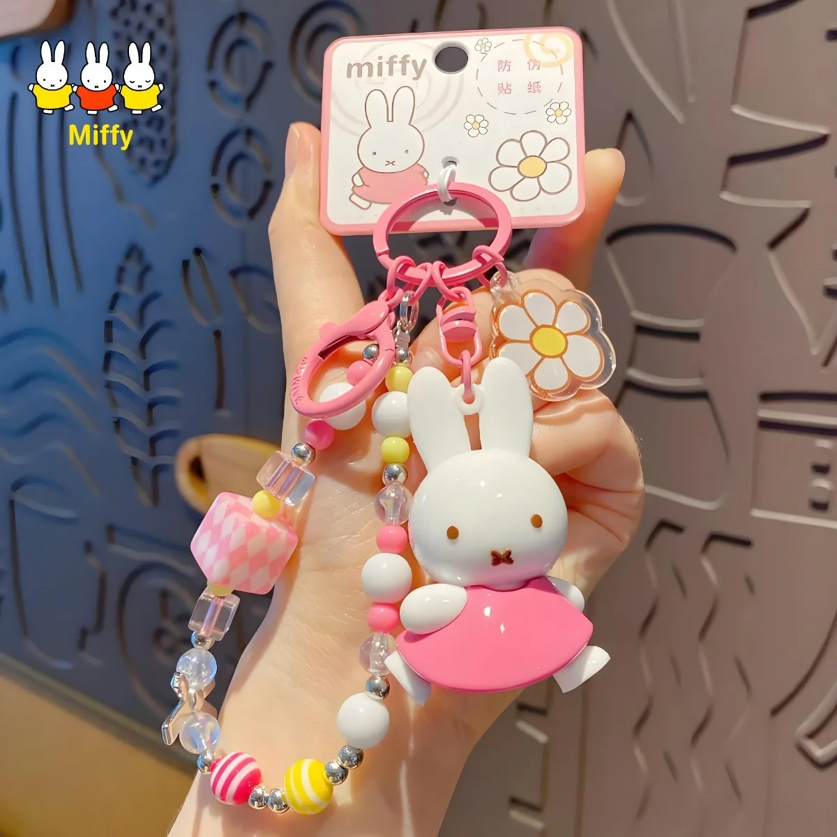 Kawaii Miffy Rabbit Keychain Doll Cutegirlish Cartoon Creative Diy Keychain Schoolbag Gift view 3