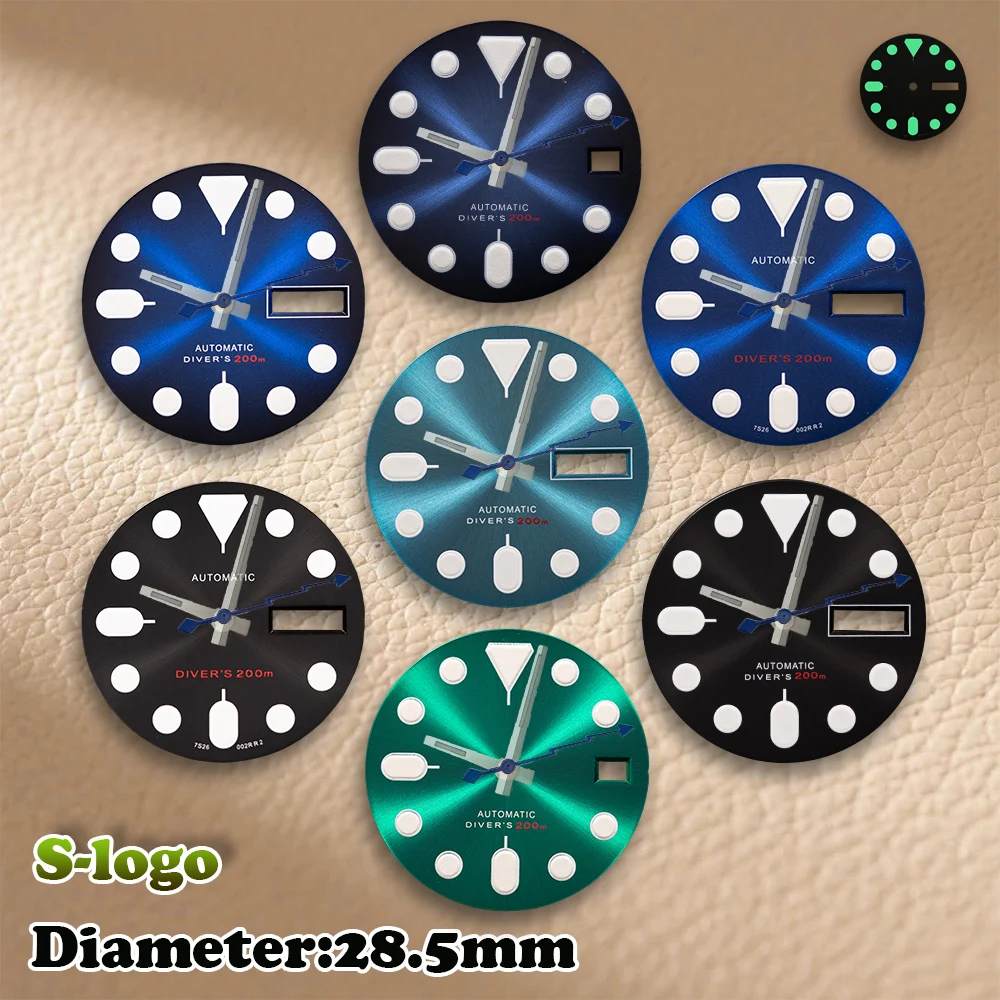 

S Logo 28.5mm SKX007 Matte/Sunray Dial NH36/4R36 Movements 3C Green Luminous Watches for men Watch Modification Accessories