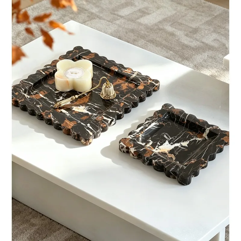Natural Marble Aromatherapy Tray Luxury Desktop Storage Tray Home Decor Ornament for Living Room Bedroom Hotel Tabletop Display