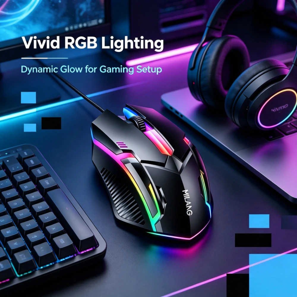RGB Backlit Keyboard & Mouse Combo – Floating Keys Easy to Clean Grease, Kitchen Island Recipe Browsing/Gaming Dual Use, Splash-Proof Wired Set for Smart Cooking Setup, Work & Play Switch