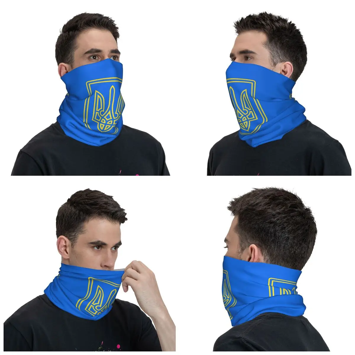 Tryzub ucraina stemma Bandana ucraina copricollo sciarpa avvolgente stampata sciarpa da ciclismo calda escursionismo Unisex adulto traspirante