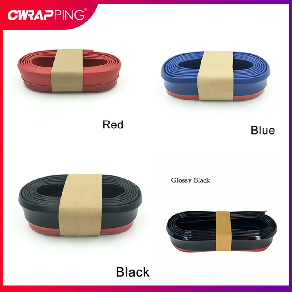 Universal Car Bumper Lip Splitter Protector 2.5m Front Bumper Rubber Lip Strip Exterior Moulding Blue Auto Styling Body Kits Red