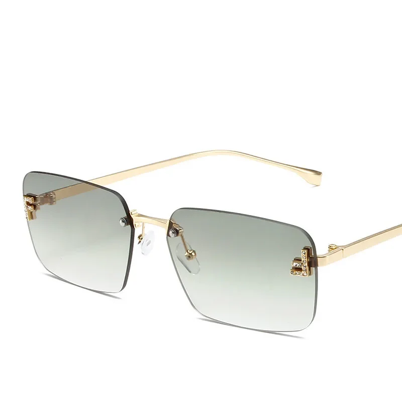 RBRARE 2024 occhiali da sole da donna senza montatura occhiali da sole con strass quadrati piccoli per le donne Brand Design Shades Gafas De Sol Para Mujer