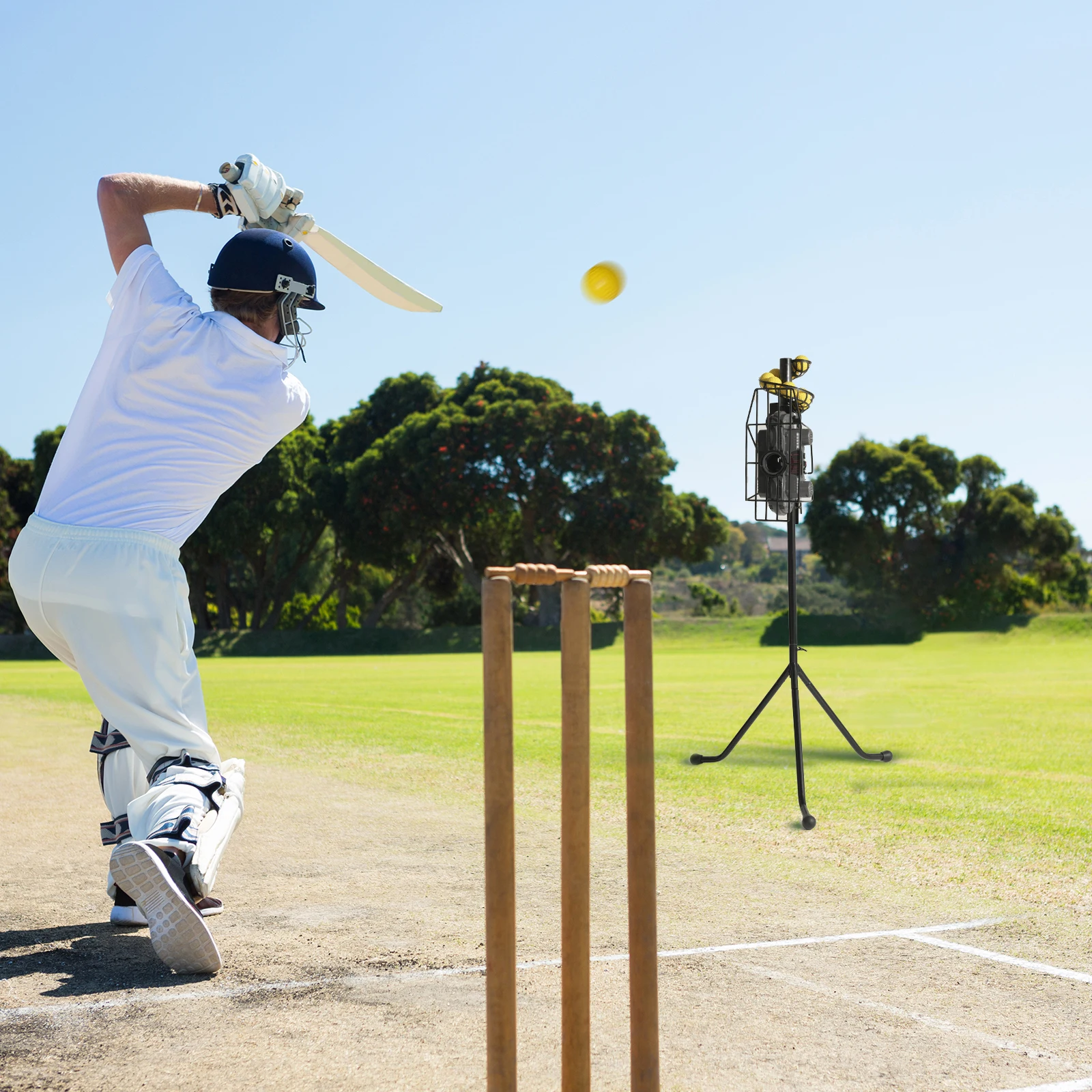 Baseball & Cricket Pitching Machine, Angle, Speed and Launch Interval Adjustable, 40 to 68 MPH