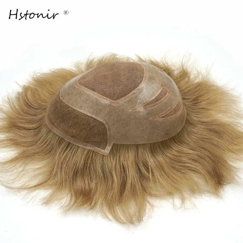 

Hstonir Natural Wig For Men Human Hair Replacement System Prosthetic Male Toupee System Unit Indian Remy Hair H010